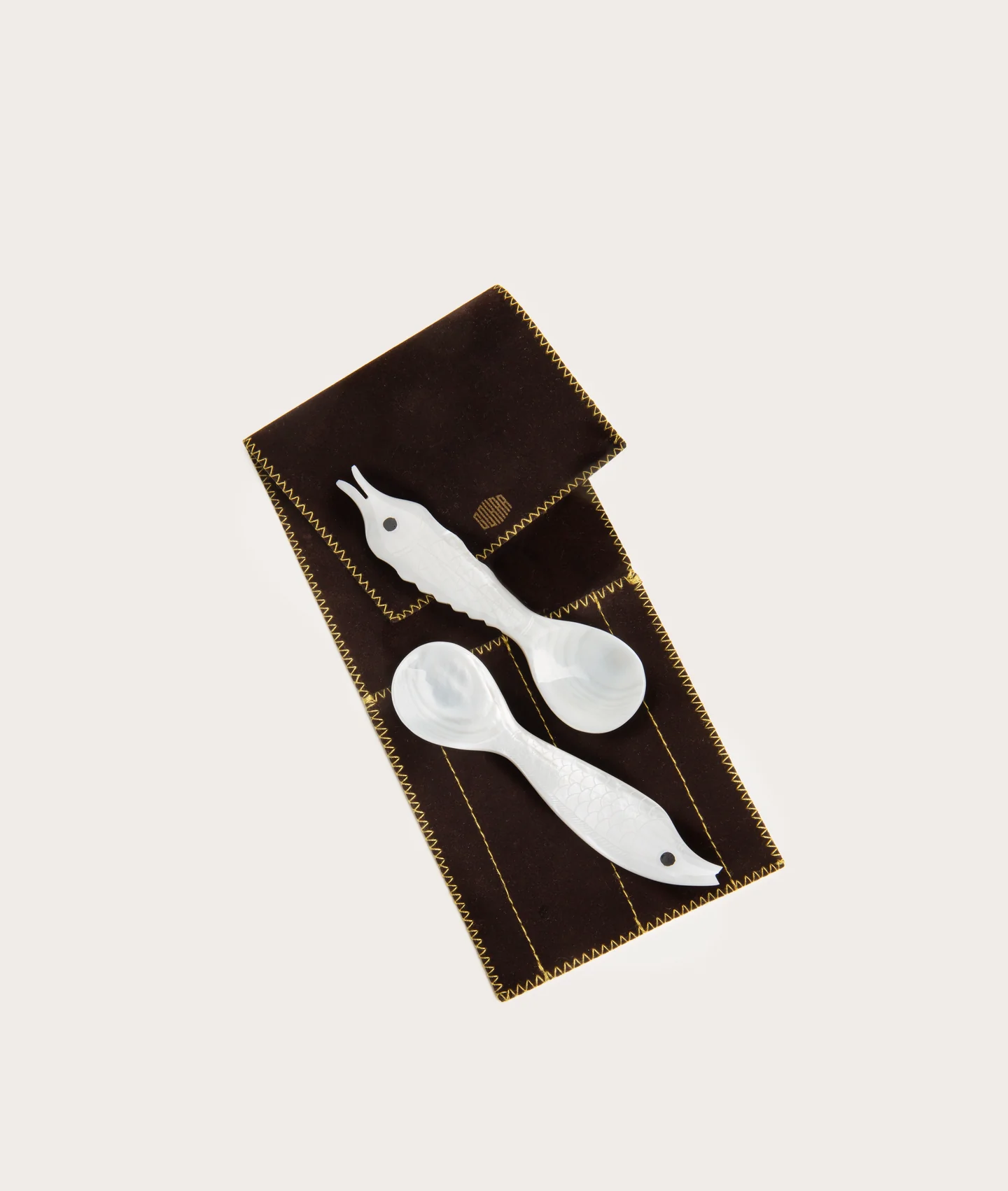 Sea Creatures Spoon Set, Mother of Pearl
Pair; Hand-Carved with Signature Pouch